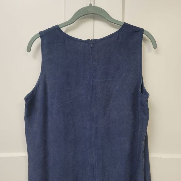 NANCY HELLER For Saks Fifth Avenue Blue Silk Sleeveless Sheath Maxi Dress, M - Picture 7 of 7